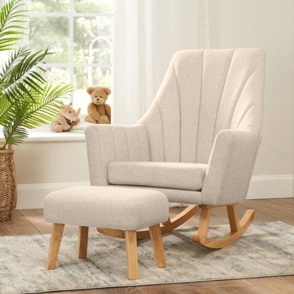 Tutti Bambini Isla Rocking Chair and Foot Stool Set Cashmere