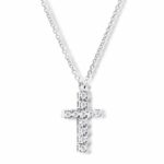 0.16ctw Round Brilliant Cut Diamond Cross Pendant, 18ct White Gold - Image 3