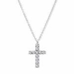 0.16ctw Round Brilliant Cut Diamond Cross Pendant, 18ct White Gold