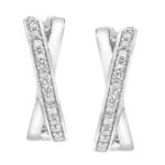 0.25ctw Cross Hoop Diamond Earrings, 14ct White Gold - Image 3