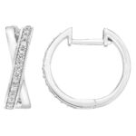 0.25ctw Cross Hoop Diamond Earrings, 14ct White Gold - Image 4