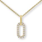 0.27ctw Round Brilliant Cut Diamond Paperclip Pendant, 14ct Yellow Gold