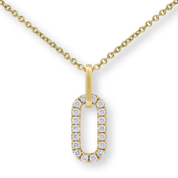 0.27ctw Round Brilliant Cut Diamond Paperclip Pendant, 14ct Yellow Gold