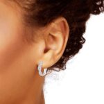 0.30ctw Round Brilliant Cut Diamond Twist Hoop Earrings, 18ct White Gold - Image 2