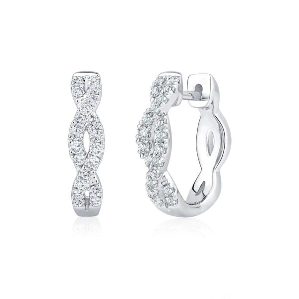 0.30ctw Round Brilliant Cut Diamond Twist Hoop Earrings, 18ct White Gold