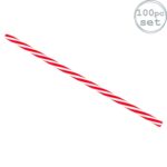 100x Reusable Plastic Drinking Straws Plastic American Style 23cm Red Stripe