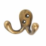 10x Double Coat Hook Cast Iron Antique Vintage Style Hooks W70mm x H50mm Brass - Image 4