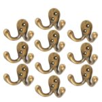 10x Double Coat Hook Cast Iron Antique Vintage Style Hooks W70mm x H50mm Brass