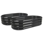 2x Anthracite 120cm x 60cm Rounded Galvanised Steel Raised Garden Beds Planter
