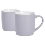 2x Coloured Coffee Mugs Ceramic Stoneware Tea Latte Cappuccino Cups 350ml Grey