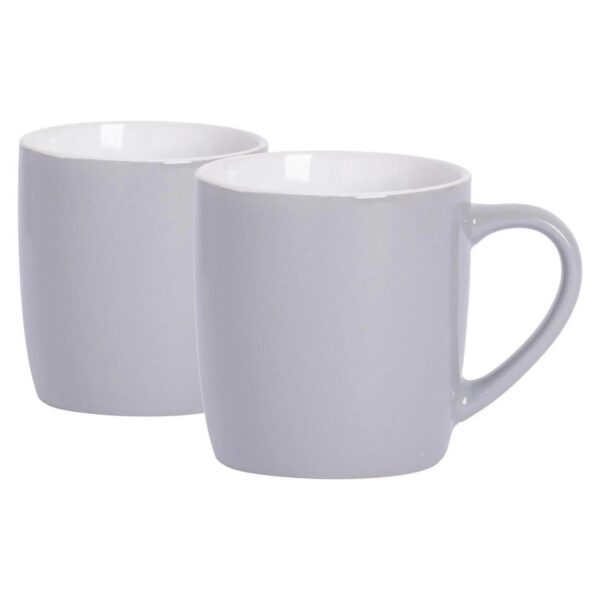 2x Coloured Coffee Mugs Ceramic Stoneware Tea Latte Cappuccino Cups 350ml Grey