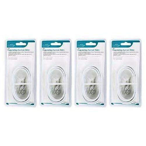 4x_Expanding_Curtain_cda38e0af7c23e1f5b021b801c2753a5.jpg 4x Expanding Curtain Wire 3m White Voile Cable Cord with Hooks and Eyes Fittings - Image 1