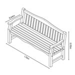 Zest 3 Seater 1.76m Wooden Garden Bench - Image 2